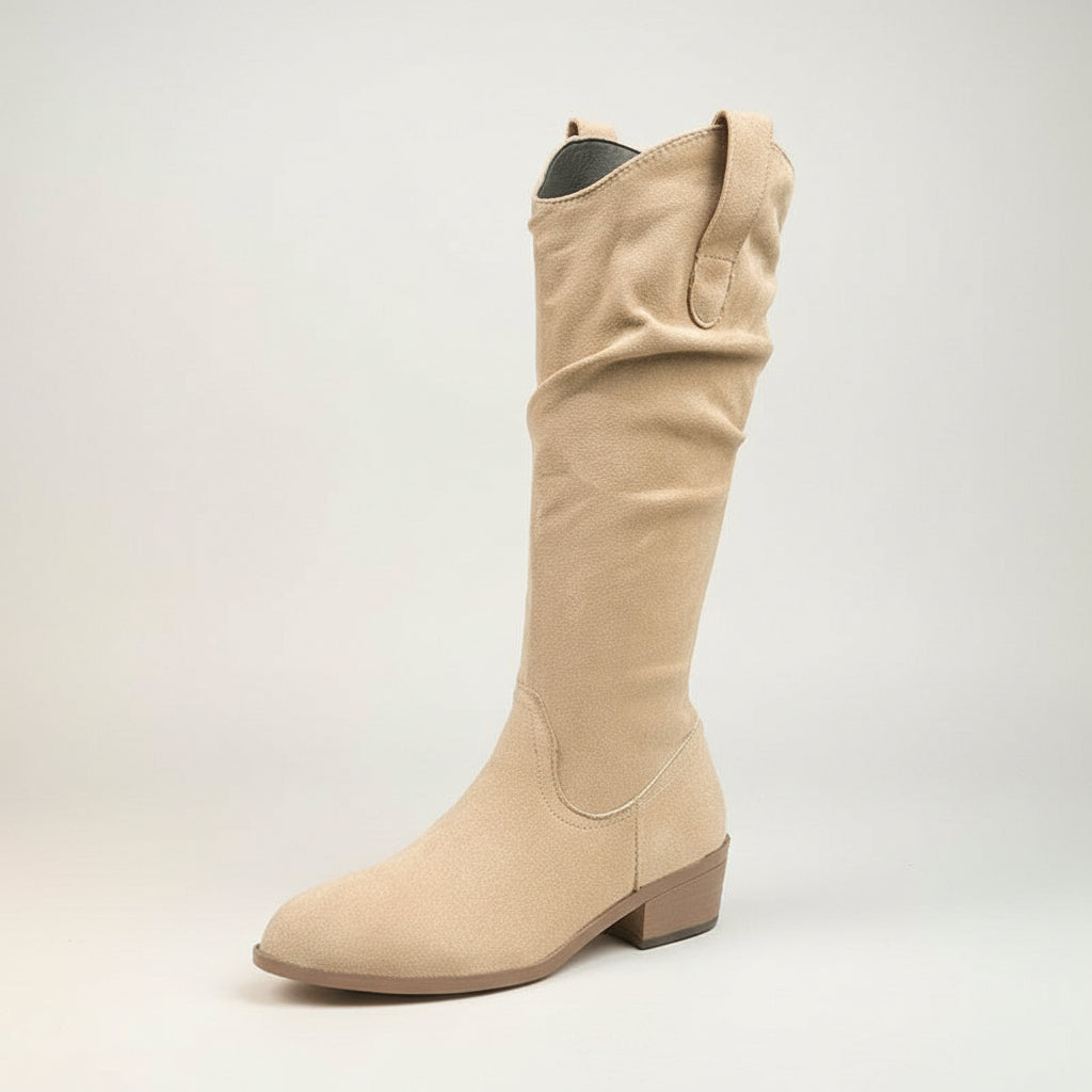 Fashionable Chunky Heel Suede High-top Riding Boots 