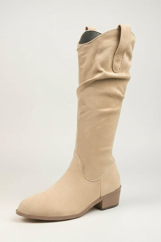 Fashionable Chunky Heel Suede High-top Riding Boots 
