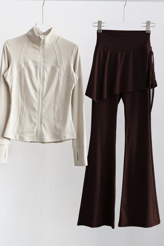 Long-sleeve Running Outfit With Zipper professional Gymwear Thats Slimming And Figure-flattering 
