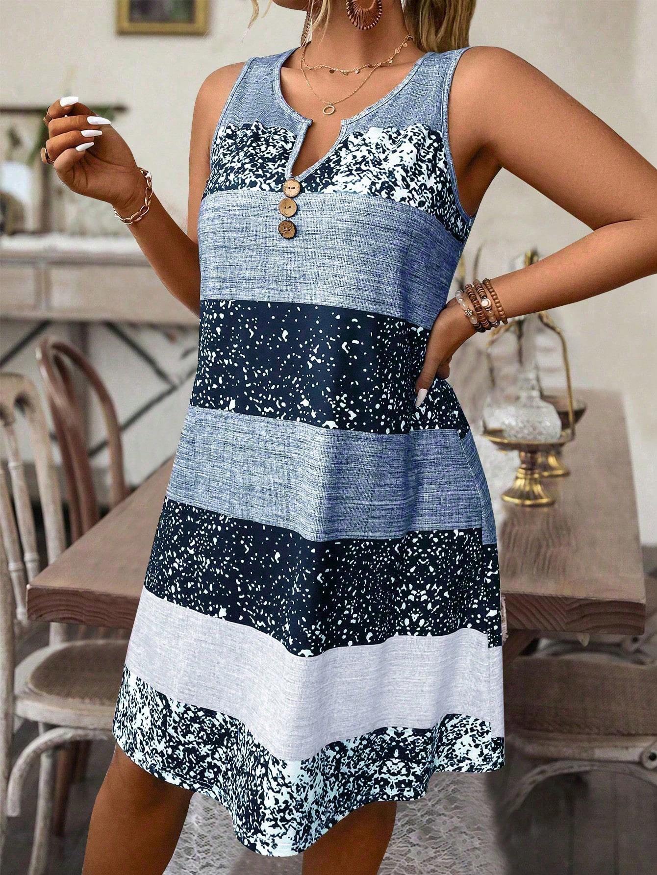 Plus Size Striped Tank Top & Skirt Set CJ US