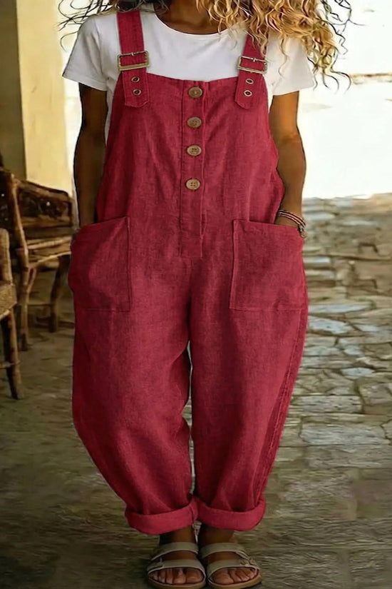 Solid-color Vintage Straight-leg Overalls For Women 