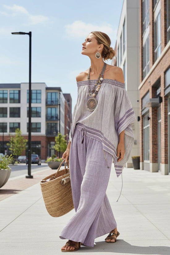 Loose Casual Womens Summer Cross-Border Fashion Beach Vacation Two-Piece Set 