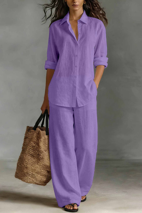 Bohemian Resort Cotton-Linen Top And Pants Set 