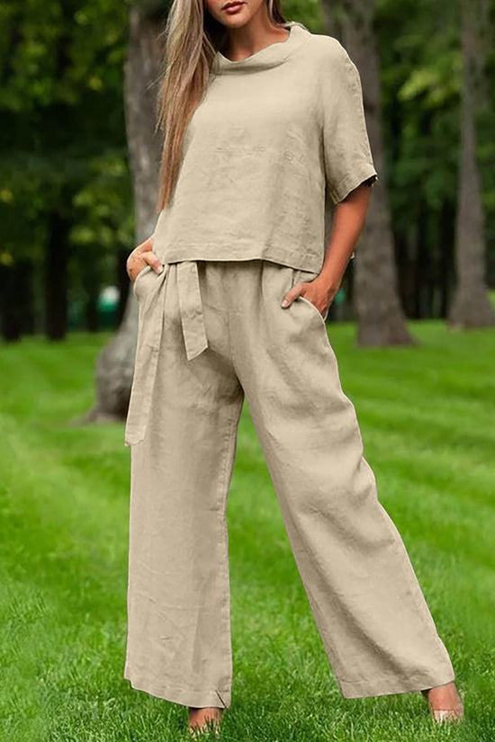 Round-neck Plus-size Womens Casual Two-piece Set, Trendy For Women 