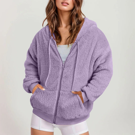 Autumn Winter Casual Long Solid Color Hoodie 
