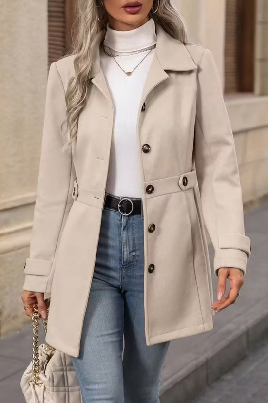 Women’s Elegant Woolen Coat – Medium-Length Lapel Slim Fit Winter Coat - FitiqueFit