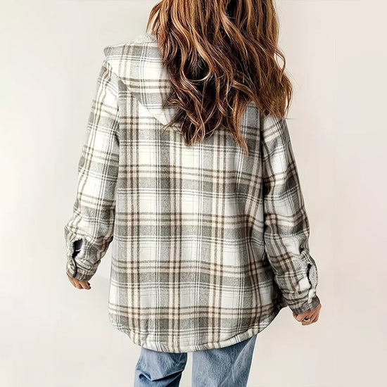 Women's Plaid Button-Up Long Sleeve Jacket CJ US
