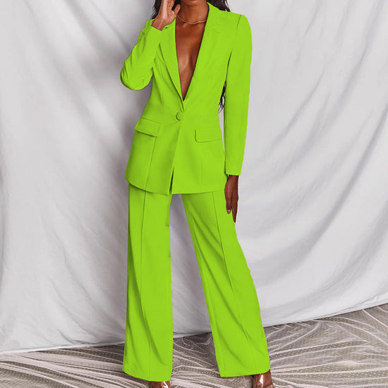Women's Professional Blazer & Trousers Suit Set – Long Sleeve, Full Length 