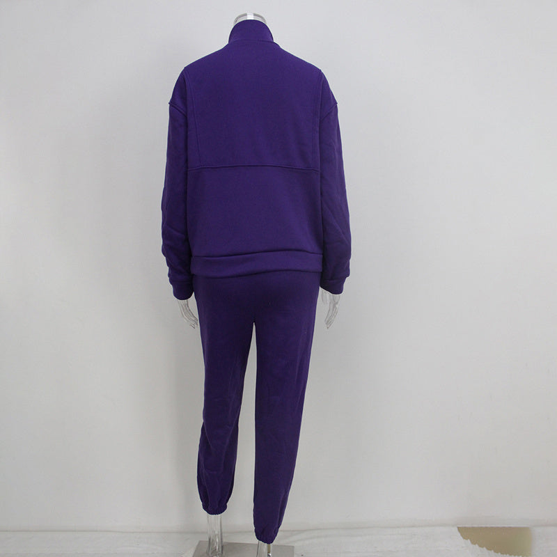 Women's 2-Piece Zip Neck Long Sleeve Sweatshirt & Slim Fit Pants Set - Sporty Streetwear Outfit For Fall&Winter CJ US