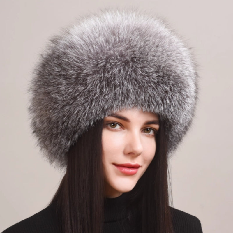Women's Winter Genuine Leather Ethnic Style Warm Ear Protection Hat 