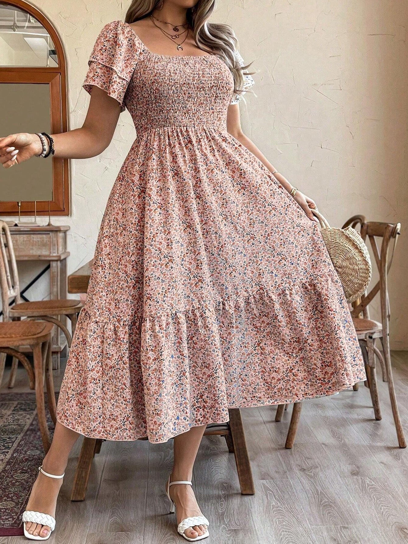 Plus Size Backless Midi Dress – Elegant Pleated Summer Party Dress CJ US