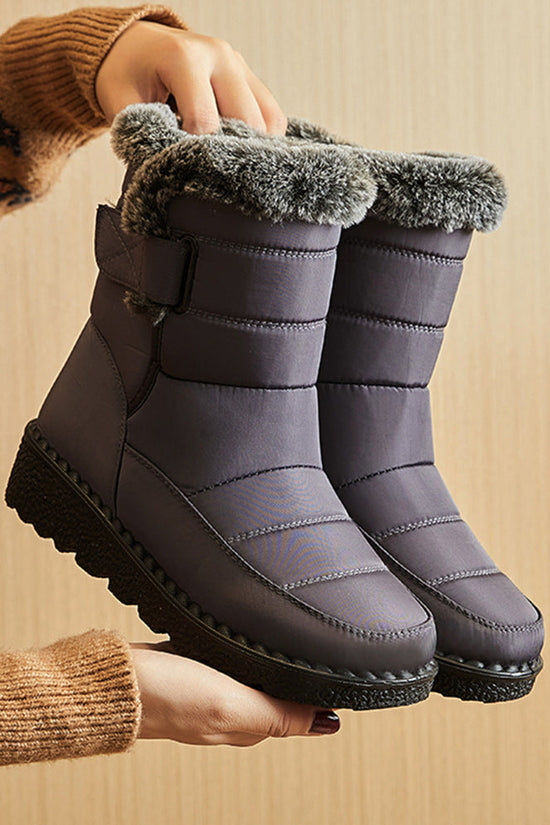 Women’s Waterproof Plush Snow Boots – Low Heel Platform Ankle Boots 