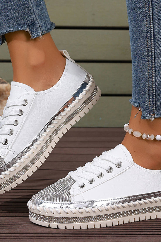 Women’s Plus Size White Sneakers – Chunky Sole Casual Everyday Shoes - FitiqueFit