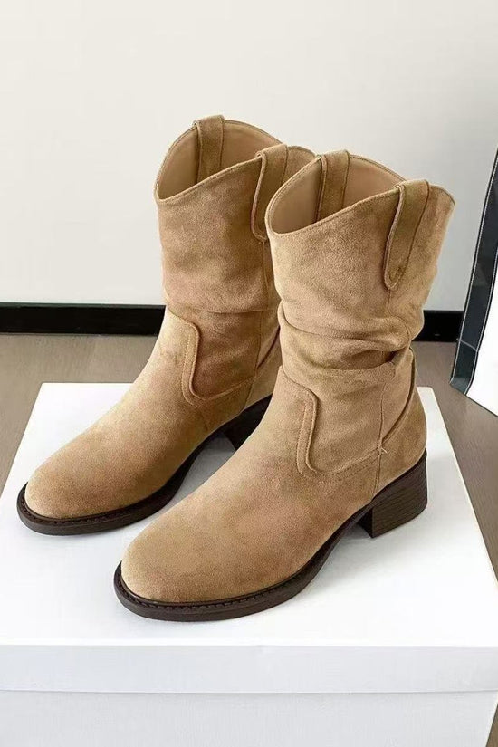 Women's Solid Color Versatile Chunky Heel Ankle Boots 