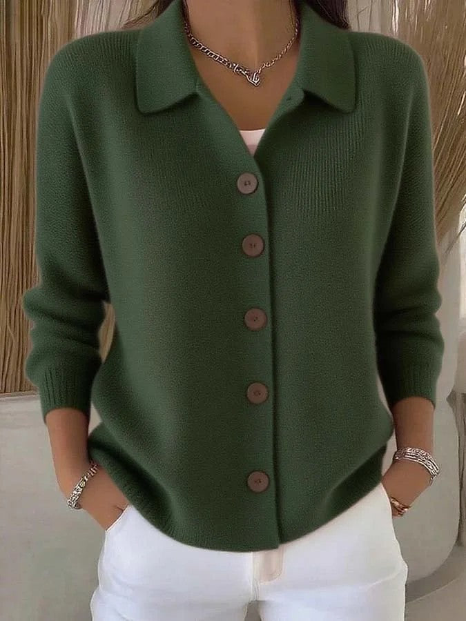 Button-knitted Lapel Sweater Cardigan Coat For Women 