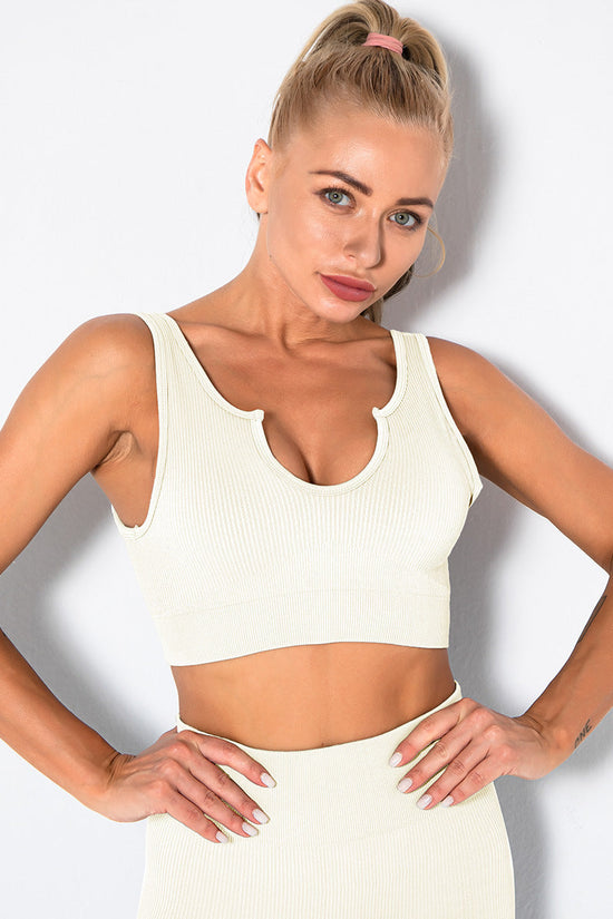 Seamless Ribbed Built Bra Tank Top – Women's Longline Workout Crop Top FitiqueFit