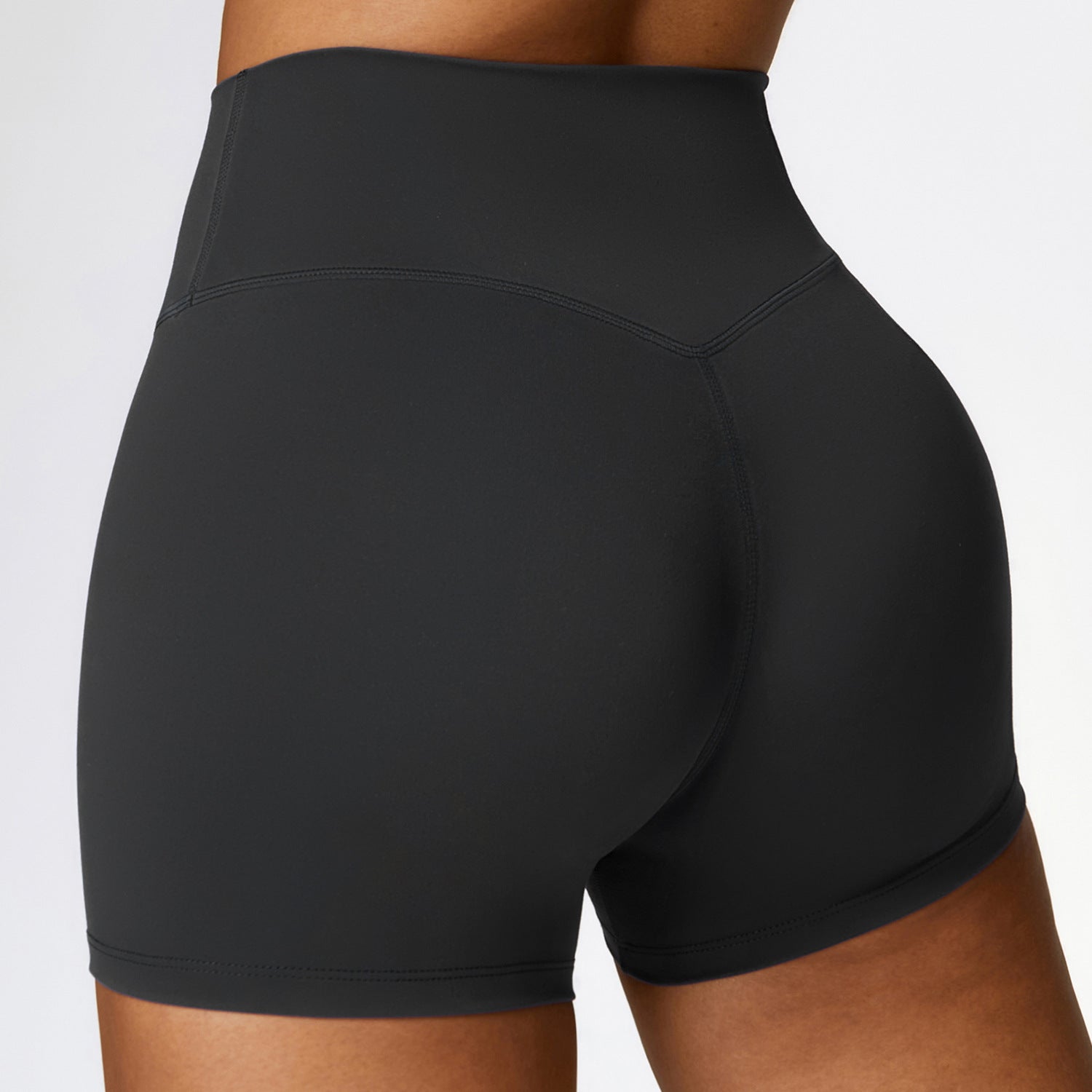 Shaved tight yoga shorts for women, high waisted and waist cinching fitness pants, hip lifting and running sports shorts 