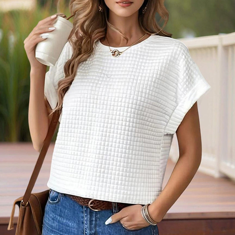 Women’s Textured Cuff Short‑Sleeve Tee CJ US