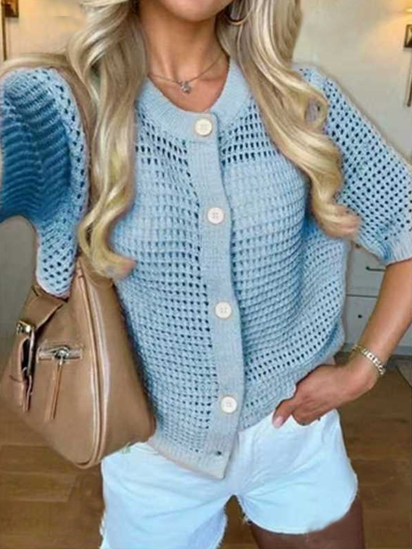 Women's Solid-color Cardigan Sweater Top 