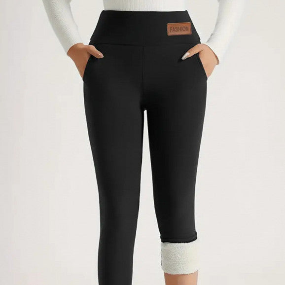 Women's High Waist Warm Fleece Lined Leggings 