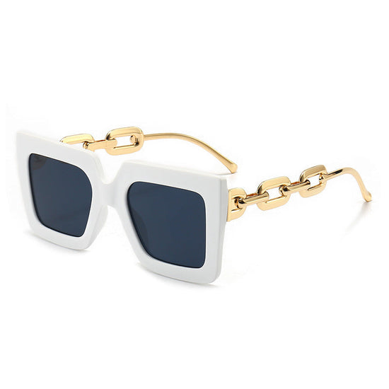 Square Chain Sunglasses for Women – Retro Large Frame Fashion Shades CJ