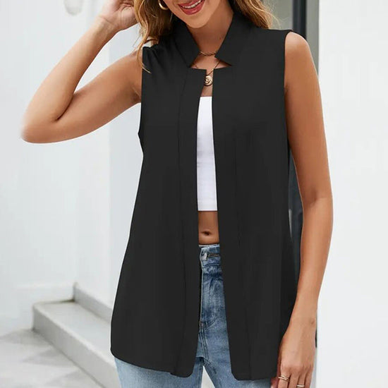 Women’s Sleeveless Stand-Collar Vest Cardigan CJ US