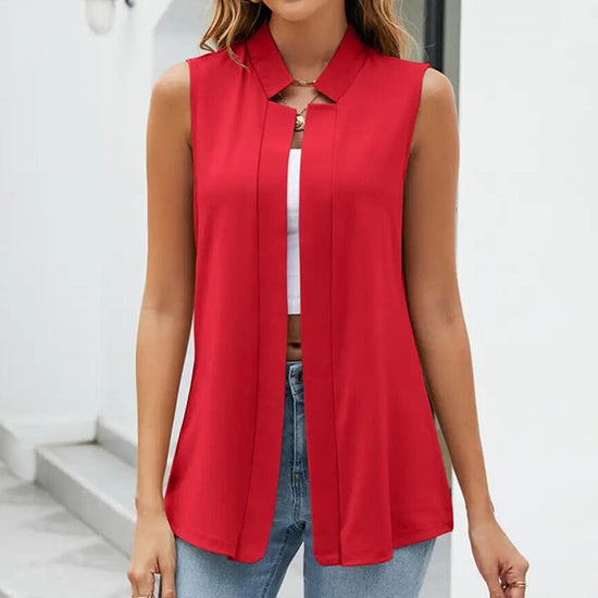 Women’s Sleeveless Stand-Collar Vest Cardigan CJ US