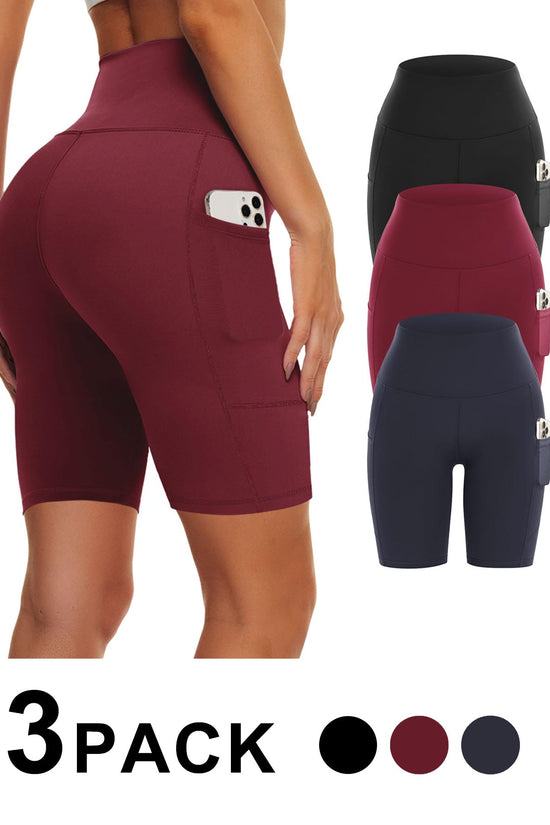 3-Pack High-Waisted Biker Yoga Shorts CJ US