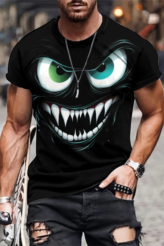 3D Evil Smile T-Shirt for Men – Streetwear Graphic Short Sleeve Tee CJ US