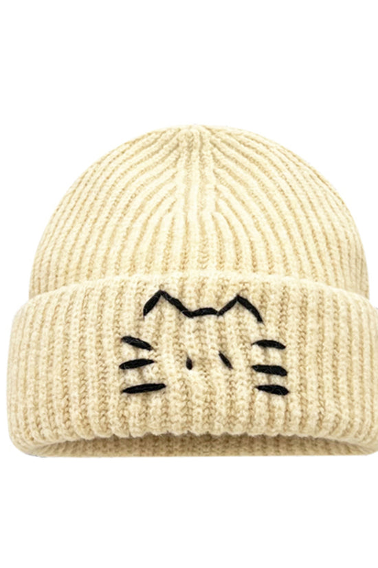 Women’s Cute Cat Line Design Knitted Hat – Warm Fall & Winter Beanie - FitiqueFit