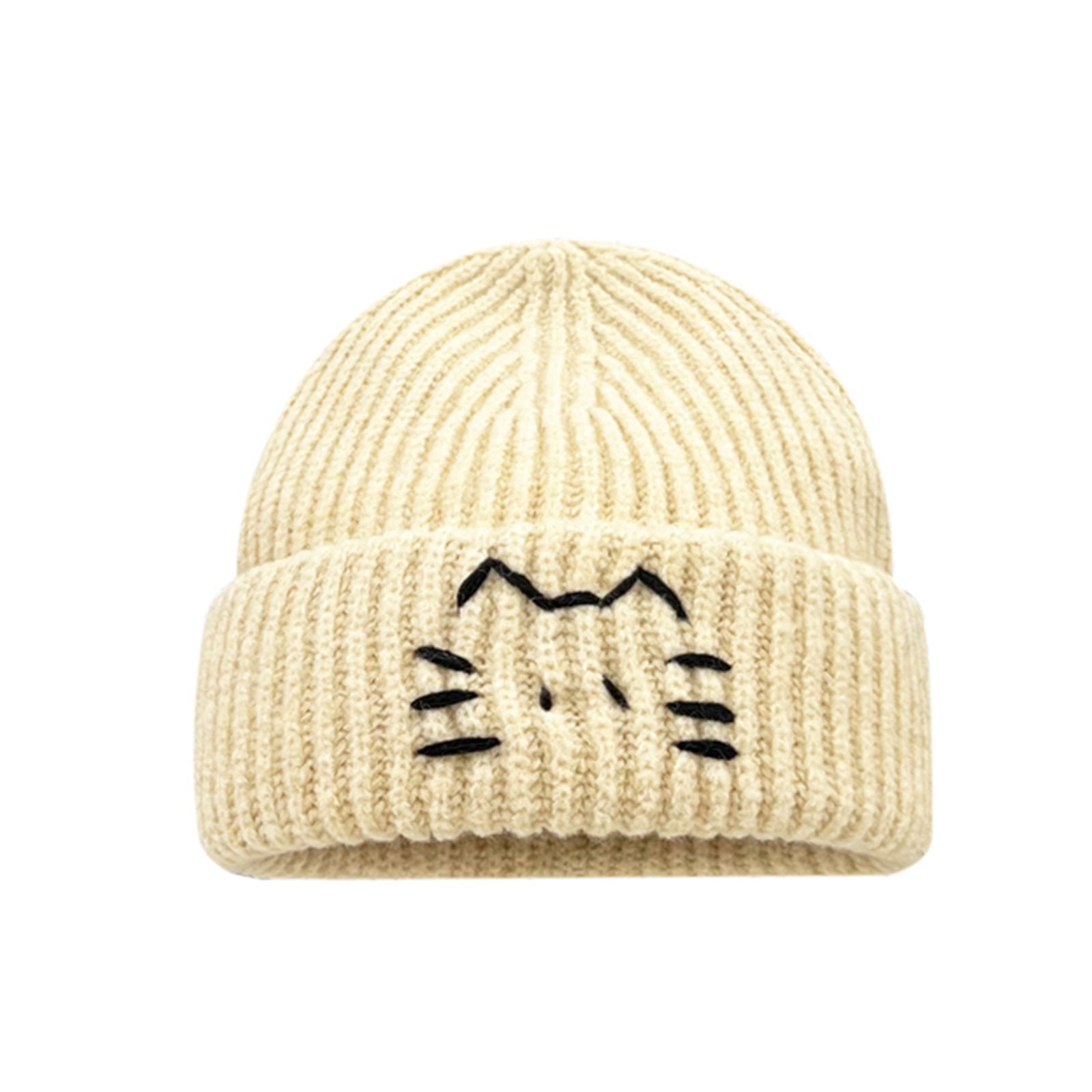 Women’s Cute Cat Line Design Knitted Hat – Warm Fall & Winter Beanie - FitiqueFit