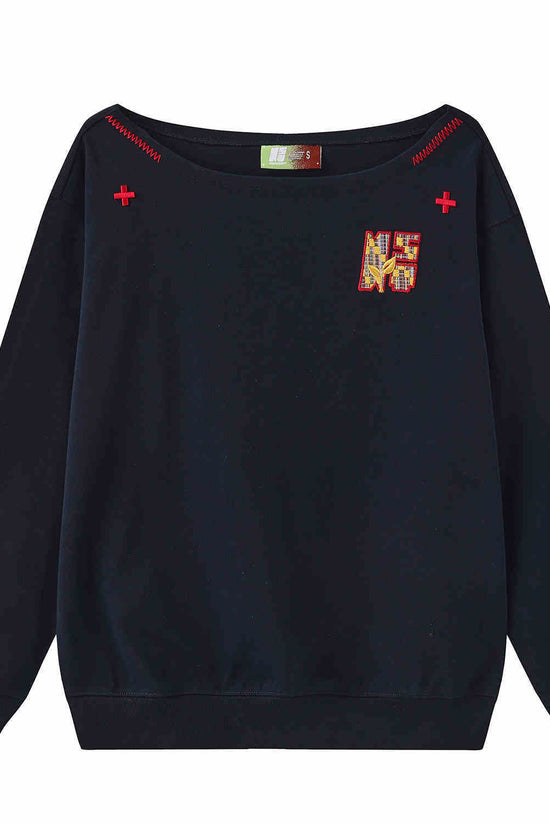 Women’s Slanted Shoulder Embroidered Long-Sleeve Top CJ