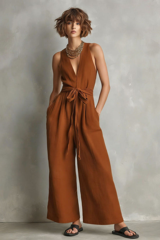 Elegant Commuter V-Neck Jumpsuit For Women 