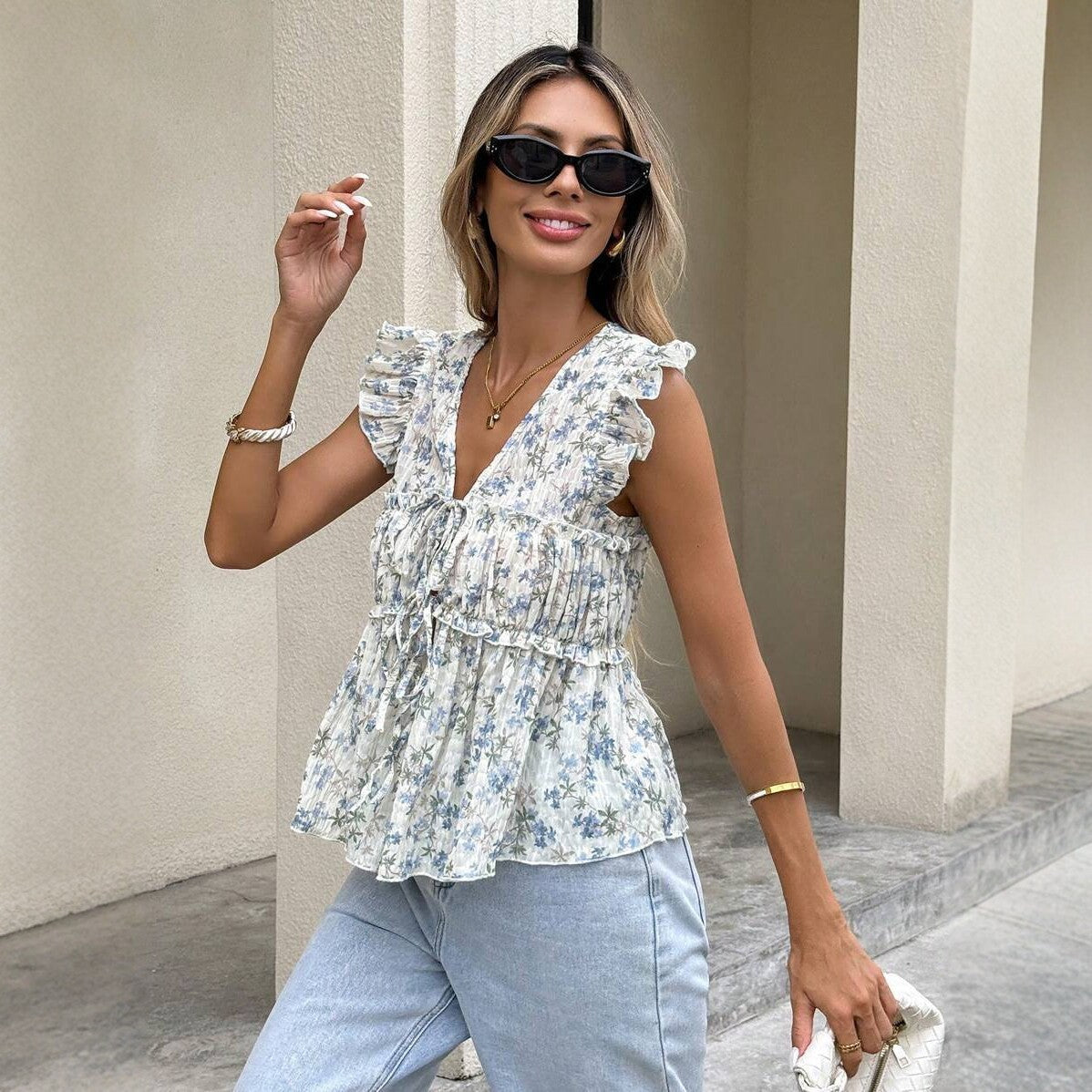 Elastic-waist Casual A-line Skirt Top 