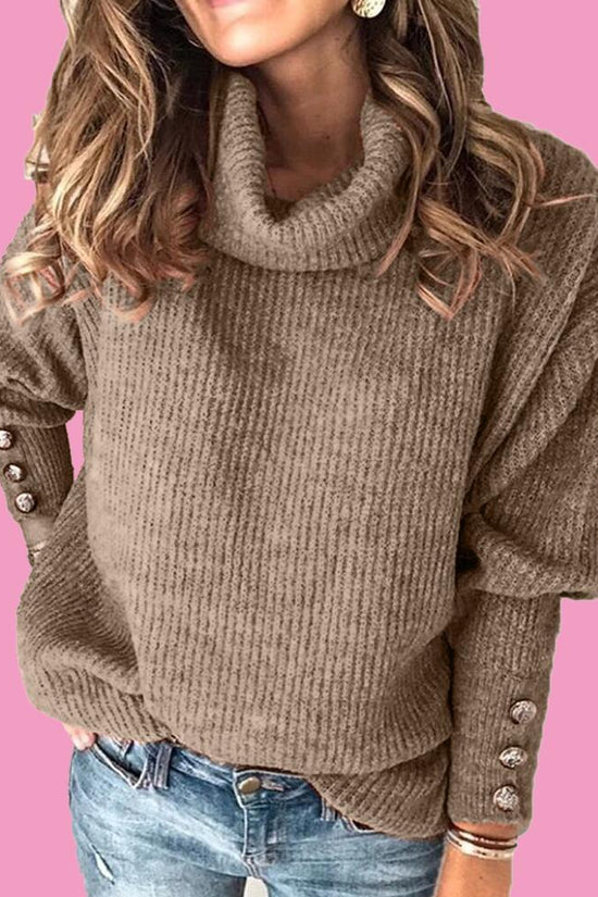 Women’s High Collar Knitted Sweatshirt – Long Sleeve Casual Pullover 