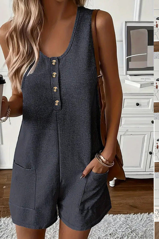 Casual Buttoned-pocket Vest Jumpsuit 