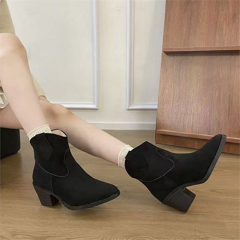 Women’s Retro Sock Cuff Booties – Stylish Ankle Boots with Stretch Cuff - FitiqueFit