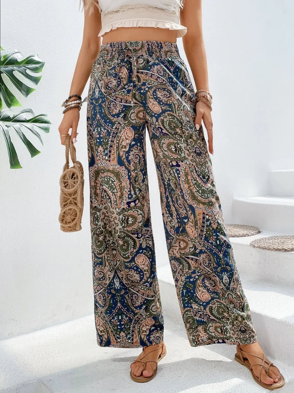 Printed Wide Leg Pants 