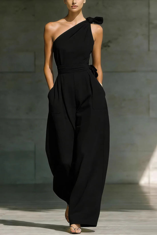 Sleeveless shoulder cinched jumpsuit 
