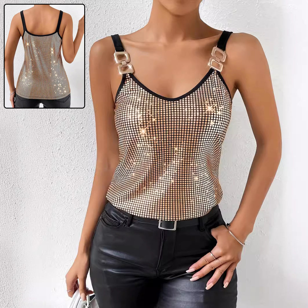 Summer Sequined Suspender Chain Vest Top Women's  Clothing FitiqueFit