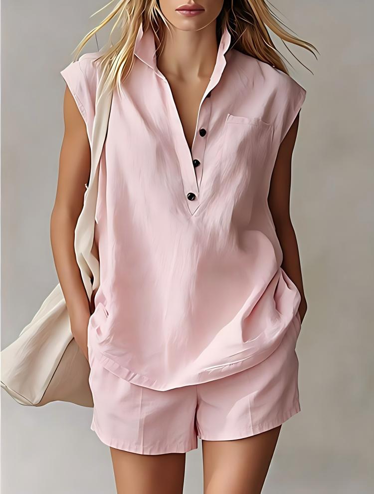 Women's Casual Sleeveless Short Set 