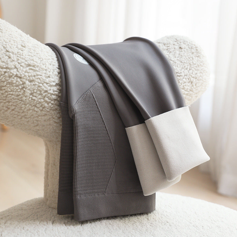 Fleece-lined Belly Support Pregnant Women Leggings Cropped Pants 