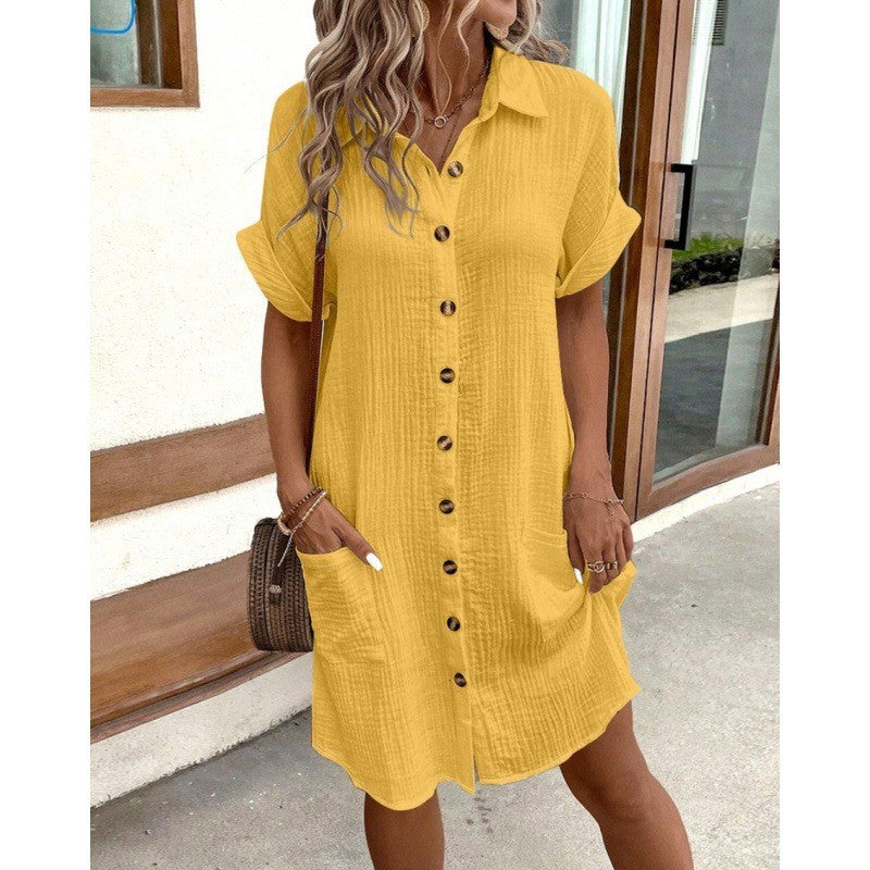 Women’s Ruffle Hem Shirt Dress – Loose Fit Summer Holiday Style 