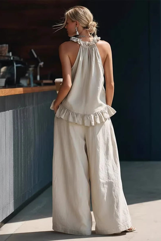 SpringSummer Halterneck Loose Casual Womens Set 