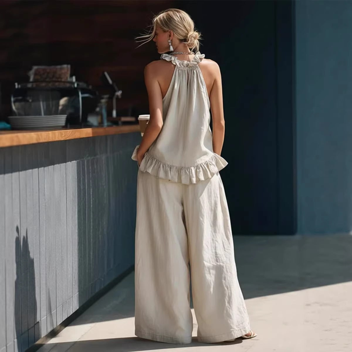 SpringSummer Halterneck Loose Casual Womens Set 