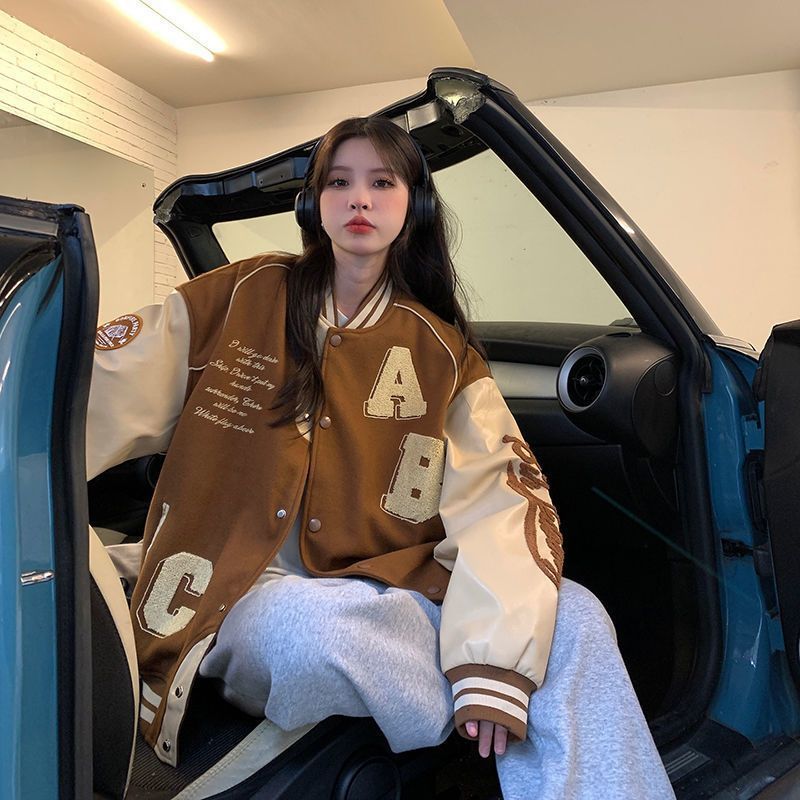 Y2K Oversized Lamb-Wool Bomber Jacket Women 