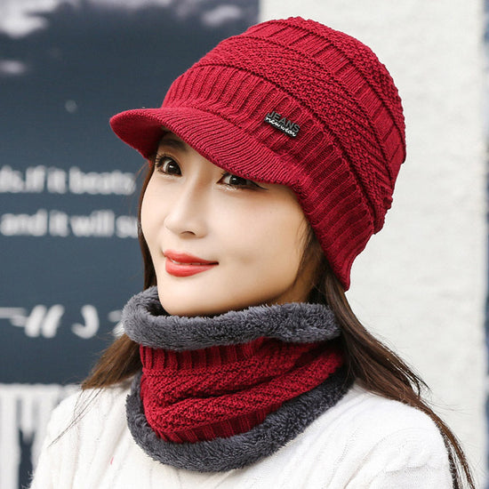 Winter Knitted Wool Cap Fleece-lined Thickened 
