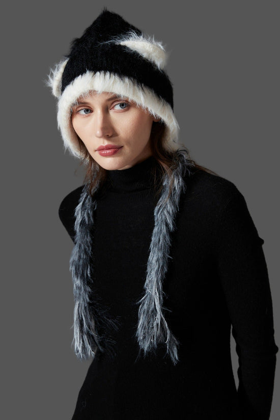 Cat Ears Mink Wool Ear Protection Color Matching Woven Hat Knitted Hat CJ