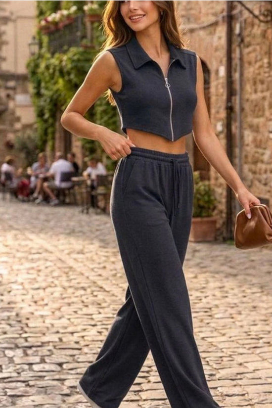 Summer Casual Short Sleeveless Vest And Pants Set For Women 