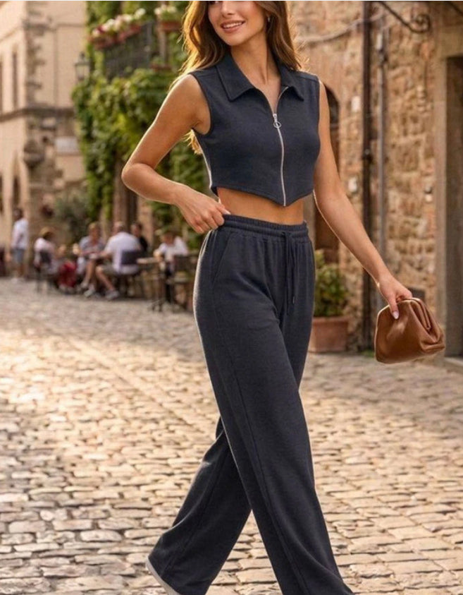 Summer Casual Short Sleeveless Vest And Pants Set For Women 